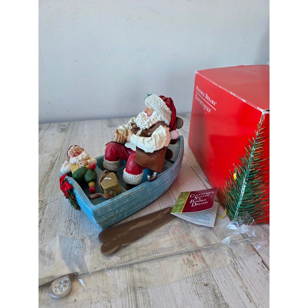 Clothtique‎ Xmas pond Santa elf fishing Fisher 713156 Santa Xmas tree